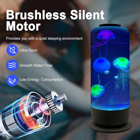 7 Estink Jelly Fish Lamp Aquarium Light, RGB Cylindrical Jelly Fish Night Light Color Changing Table Lamp for Home