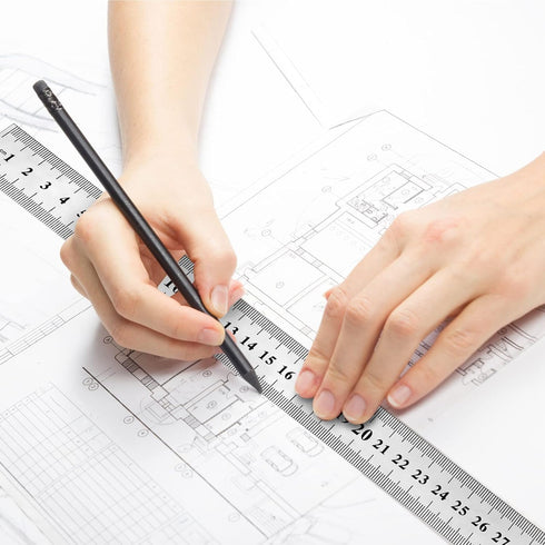 Macarrie 30 Pieces 12 Inch Metal Ruler, Stainless Steel Rulers with Imperial Metric Measurements for School Office Home