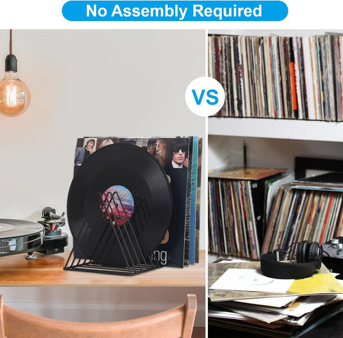 EASEPRES Vinyl Record Holder - 9 Slot Metal Magazine Book Album Display Rack for Home Office Stylish Triangle Organizer