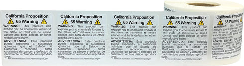 California Proposition 65 Warning Labels, Short Form, 1 1/2 x 1 1/2 Inch Square, 500 Adhesive Stickers