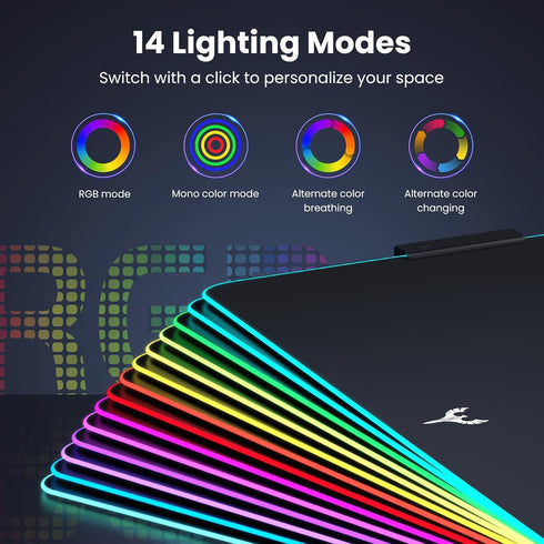 BladeHawks RGB Gaming Mouse Pad with 4-Port USB Hub, 14 Lighting Modes, Oversize Anti-Slip Rubber Base for Desk