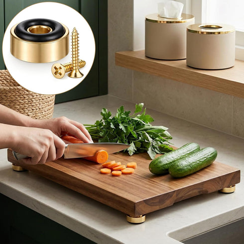 HANLANXUE 8 0.8 0.31 Inch Pcs Brass Cutting Board Feet with Nonslip Pads x Rubber Feet for Cutting Boards, Solid Brass