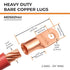 SELTERM 25pcs 2 AWG 1/4" Stud Battery Lugs - Heavy Duty Copper Wire Lugs, Battery Cable Ends, UL Bare Copper Eyelets