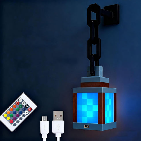Generic Pixel Art Cube Torch Light, 16 Color Changing LED Lamp with Remote