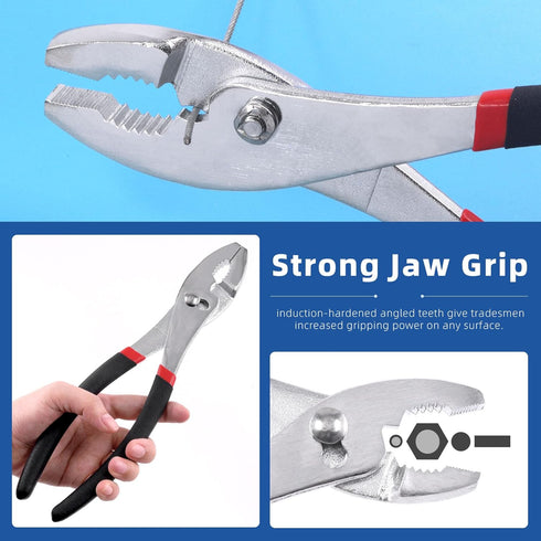 Glarks Slip Joint Pliers 6 Inch, 8 Inch, and 10 Inch, Chrome Vanadium Steel Body with Non-Slip Handle