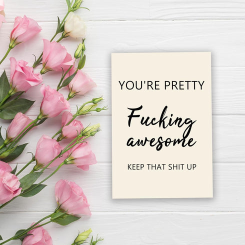 Qamza Funny Encouragement Card for Him Her, Friendship Day Gift for Bestie, Thank You Card for Coworker, Rude