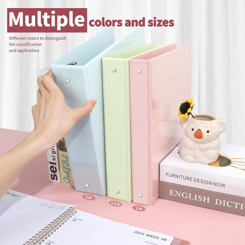 SUNEE 3 Ring Binder, 2 Inch, 2 Pack, Clear View, PVC-Free, Pink Binder for School or Office Supplies