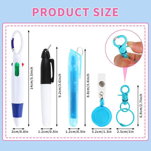 Whaline 30Pcs Mini Highlighter Nurse Pen Set, 6 Colors Retractable Shuttle Pen with Badge Clip for Students Teachers