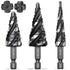 THINKWORK 3 Pcs Spiral Flute Step Drill Bit Set, HSS Step Bits (1/8"-7/8") with Tool Box, 1/4" Shank