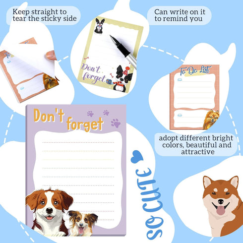 PerKoop Dog Notepad, 16 Pieces, Small Sticky To Do Notes, Funny Cute PET Note Pads for Dog Lovers, 3 x 4 Inch