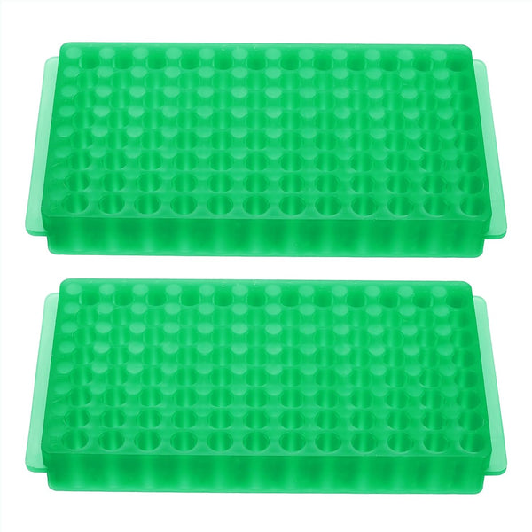 PATIKIL 96 Wells Tube Rack, 2pcs Double Panel Vial Rack for Microcentrifuge Tubes 0.2/0.5/1.5/2ml, Green