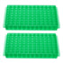 PATIKIL 96 Wells Tube Rack, 2pcs Double Panel Vial Rack for Microcentrifuge Tubes 0.2/0.5/1.5/2ml, Green