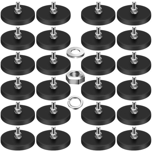 24Pack Rubber Coated Magnets, 30LBS Neodymium Magnets with M6 Magnetic Assembly Base for Light Bar, Camera Tool.