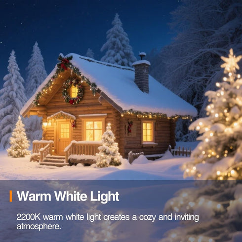 C7 25FT 27 Bulbs Outdoor Christmas Lights, Warm White Vintage String Lights with Clear for Patio, Garden, Eaves