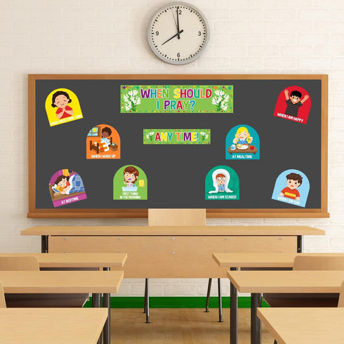 When Should I Pray Cutouts Classroom Bulletin Board Decoration Set for Religious Classroom and Sunday School