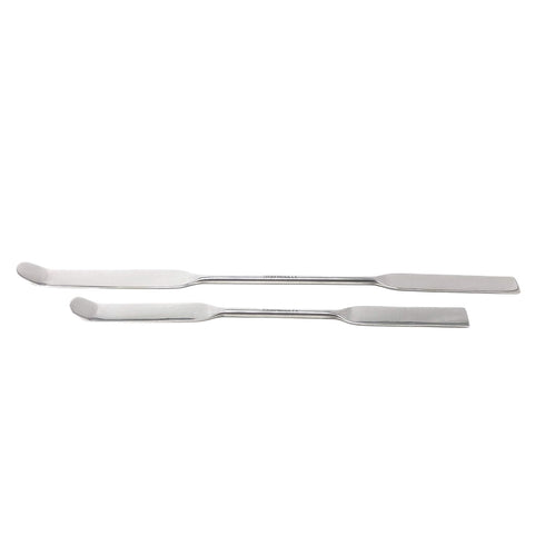 Stainless Steel Double Ended Micro Lab Spatula Sampler, Square & Round Angled End - Chattaway Style (8")