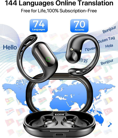 YYBCAN 144+ 5.4 AI Real-Time Translation Earbuds, Language Translator Earbuds Real Time - Audifonos Traductores Ingls