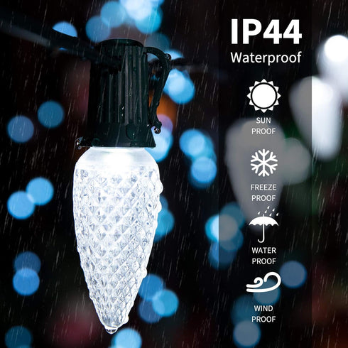 C9 50 50+2(Spare) Bulbs Christmas String Lights Outdoor Feet Led Christmas Lights, Strawberry Connectable UL Certified