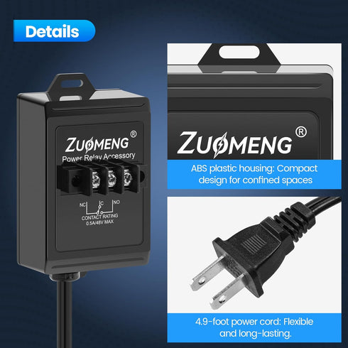 Zuomeng 120V Power Relay Accessory for Expanding Switched Outlet Capacity, Detects AC, SPDT Relay Trigger, Ideal