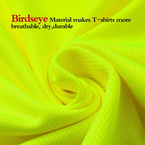 High Visibility Quick Dry Safety Shirts with Reflective Strips Pocket Short Sleeve Mesh Hi Vis for Men/Women