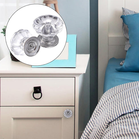 6pcs Hemobllo Mini Drawer Handles Small Cabinet Knobs Plastic Crystal Pulls for Jewelry Box Storage and Bedside Cabinet