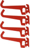 Wall Control Slotted Metal Pegboard Hooks Pack - 3-1/2in Reach Curved Tip Hook - Red for Pegboard and Tool Board