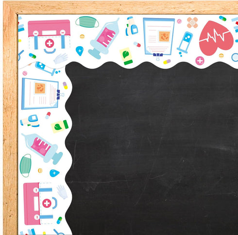 MADOO CITRUS 72 Feet Nurse Healthcare Workers Bulletin Board Borders for Nurse Day Party Decoration Doctor Appreciation