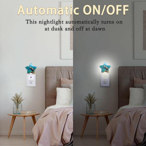 Losthll Sea Turtle Corals Night Light Plug-in Dusk to Dawn Smart Sensor White Led Nightlight for Bedroom Bathroom