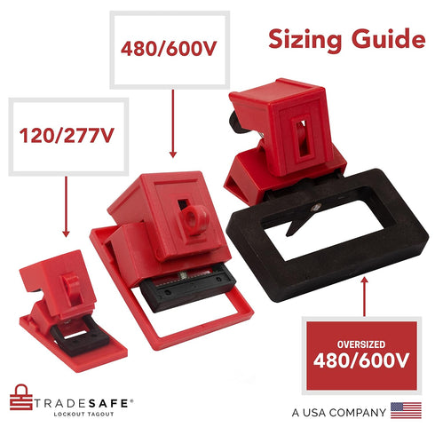 TRADESAFE Circuit Breaker Lockout Device, 3 Pack, 480/600 Volt, Clamp-on Breaker Lock Out Device