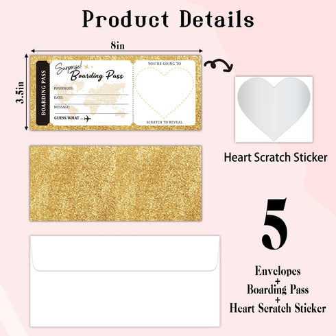 5 Set Christmas-001-5 Lesixur Golden Plane Tickets Surprise Trip Reveal Surprise Destination Revealed Card, Boarding