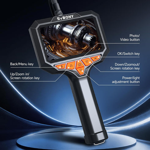 SVBONY 8 1920P 4.3'' Screen,16.4 32G Borescope Camera with Light, Video Inspection Scope with LED Lights, HD Industrial