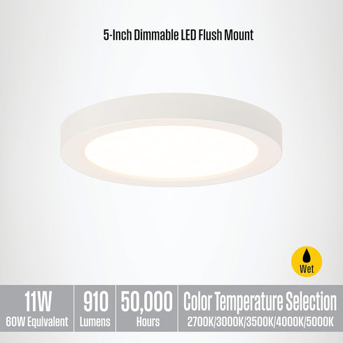 6111900 5 Inch 11 Dimmable Westinghouse Traditional One-Light, Watt LED Indoor Flush Mount Fixture with Color