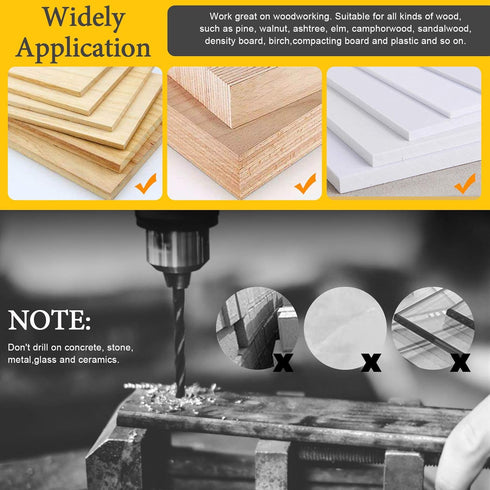 23 Pcs Wood Drill Bit Set with Dowel Pins, Center Point and Stopper for Woodworking Carpentry