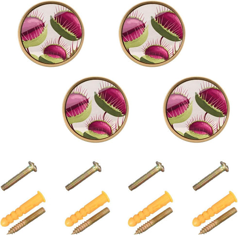 PDZRMY 4 Pack Venus Flytrap Art Cabinet Knobs, Stylish Design Pulls Handle for Drawer Wall Dresser Cupboards