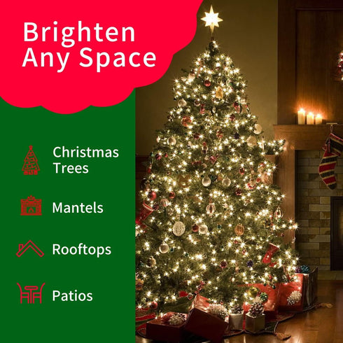 300L 63.8Ft(2Sets-Each 150L)UL Bulb Ultra-Bright Connects End to End Warm White Christmas Mini Light Listed