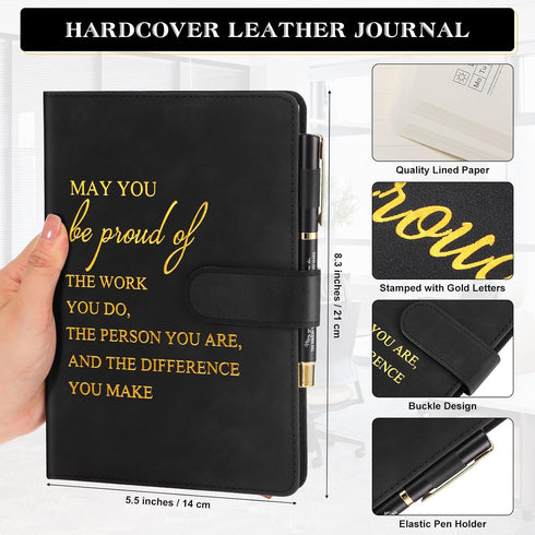 Kosiz 10 Set Employee Appreciation Gifts | Inspirational Notebooks and Motivational Pen Bulk A5 PU Leather Journal for