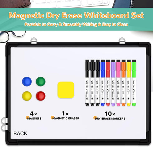 Small Monthly Calendar Dry Erase Whiteboard for Wall, 16in x 12in Magnetic Board, Portable for Kitchen, Planning
