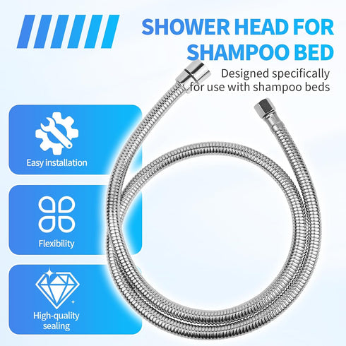 1Pcs 1/2" 1/4" Sprayer,47inch Stainless Steel Shampoo Bowl Hose Thread Sprayer Head to Thread Water Pipe Silver Sink