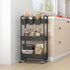 JIUYOTREE 3-Tier Plastic Rolling Storage Cart, Utility Cart with Extra Hanging Cups and Lockable Wheels for Kitchen and