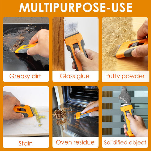 Razor Blade Scraper Tool with 15 Extra Blades - Glass Top Stove & Oven Door Scraper for Cleaning Paint
