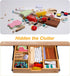 Under Desk Bamboo Drawer with U-Shaped Hollow Panel, Adjustable Space Storage Organizer for Sit Stand Workstation