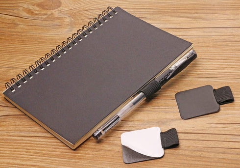 Mini Skater Self-Adhesive Pen Loop, Leather Sticker Holder with Elastic Band for Tablet, Journals, Clipboards, Notebook
