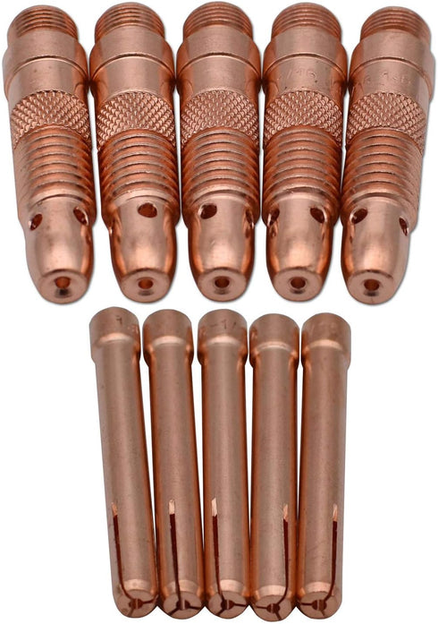 10Pcs Collet Body 10N31 (1/16") & Collet 10N23 (1/16") Consumables Kit for TIG Welding Torch