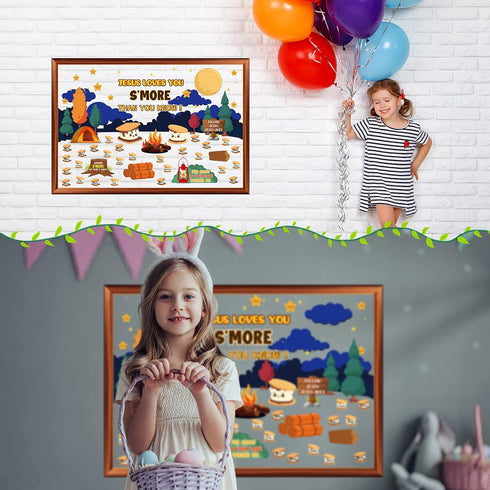 Jesus Loves You S'more Bulletin Board Set for Sunday School Decorations, Classroom Religious Bible Verse Cutouts