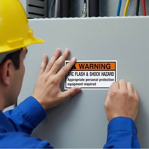 Lerheedi 100 2" 4" PCS WARNING Arc Flash and Shock Hazard Appropriate PPE Required Label - x High Performance Polyester