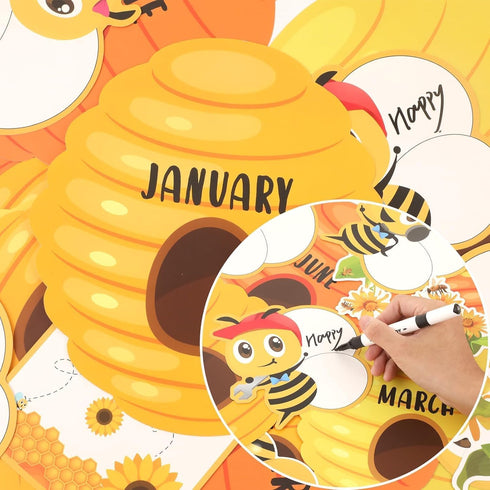 Qyeahkj Bee Birthday Bulletin Board Set, Honeycomb Cutouts, Birthday Decorations for Classroom, Teacher Supplies