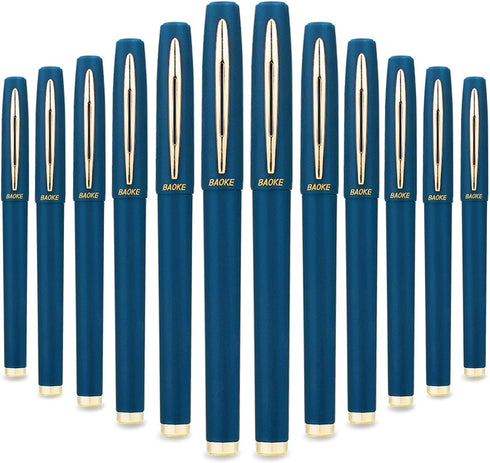 Rollerball Gel Ink Pens, 12 Pack, Blue Ink, Line Width 0.5mm for Office Supplies