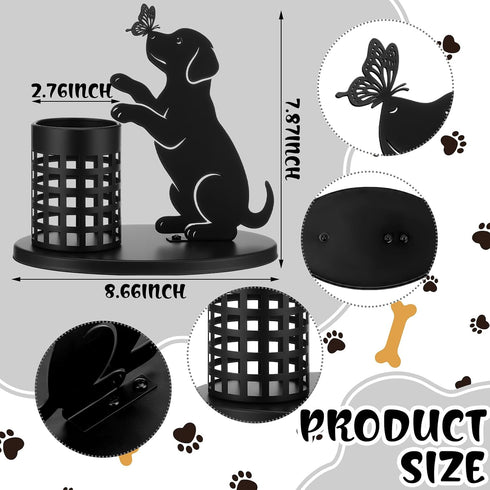 Tandefio Dog Pen Holder for Desk Cute Black Pencil Holder Metal Desk Accessories Organizer Makeup Brush Pen Cups