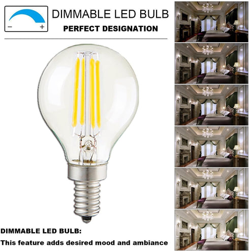G45 4W Bulbs Dimmable(4 Pack)- E14 Bulb 40W 6000K Bulbs AC110V~130V CTKcom Candelabra LED Base Vintage Edison