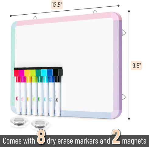 Mr. Pen- Dry Erase Board, 12.5" x 9.5" with 8 Dry Erase Markers and 2 Board Magnets, White Board Dry Erase, Magnetic Dry Erase Board, Small White Board Small Dry Erase Board for Wall